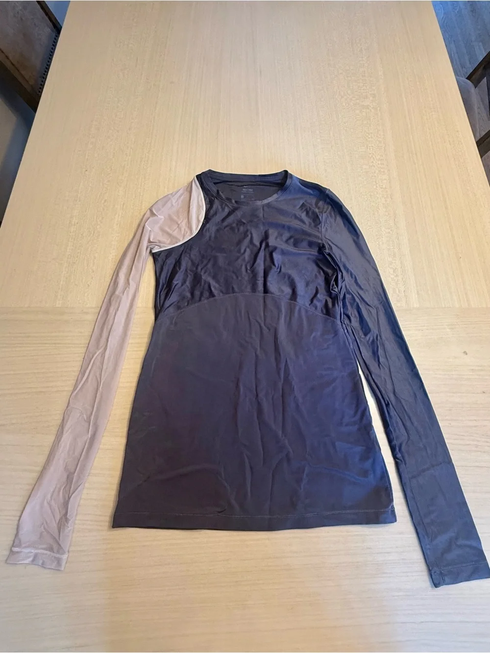 Nike Pro Hypercool Long Sleeve Colorblock Top Sheer Purple Nude Nylon